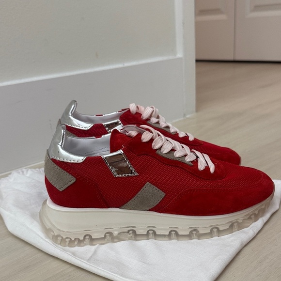 Stylish Red and Silver Women's Sneakers - Picture 5 of 5